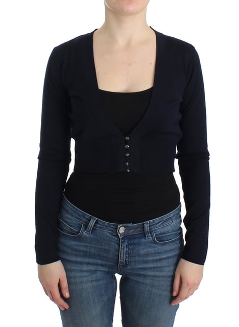 Cavalli Women's Cardigan noir en laine cropped