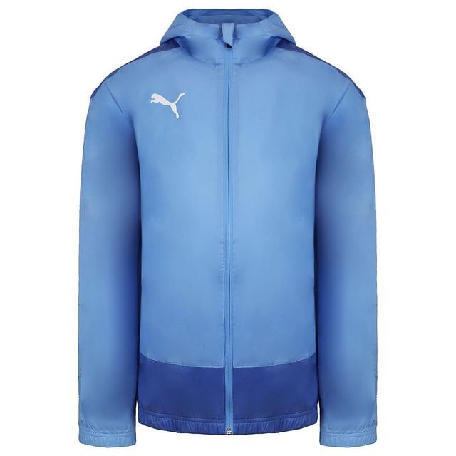 Puma GOAL Long Sleeve ZipUp LightBlue Mens Hooded Training Rain