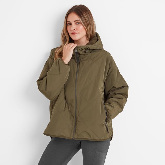 Tog 24 Khaki Raincoat Womens Saunter Womens Long Waterproof Jacket