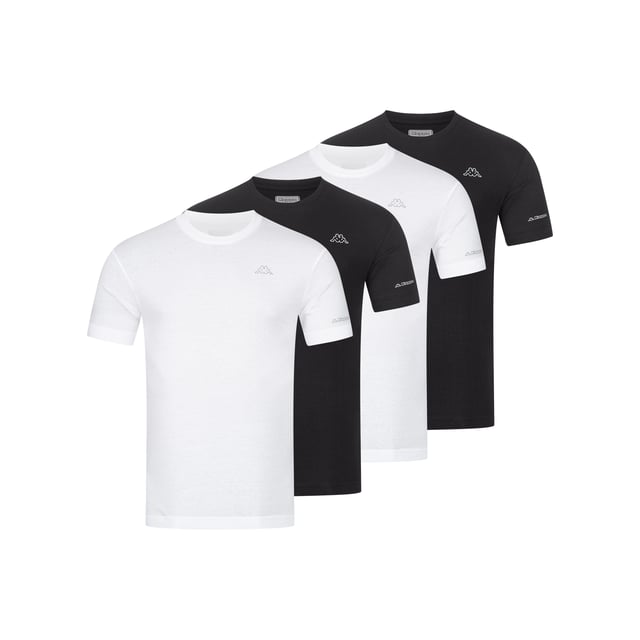 Kappa 4er Set T-Shirt BASIC in Schwarz/Weiß