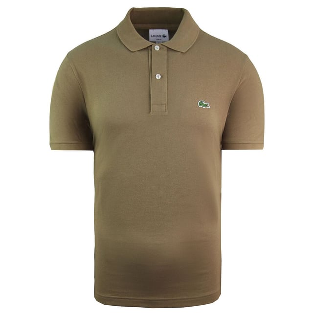 Lacoste Slim Fit Mens Camisa de color caqui