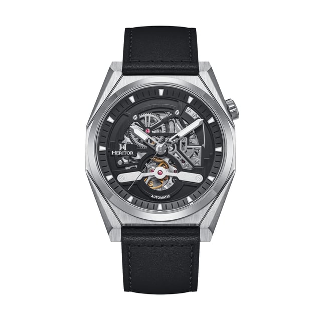 Montre automatique Heritor Amadeus semi-squelette avec bracelet en cuir