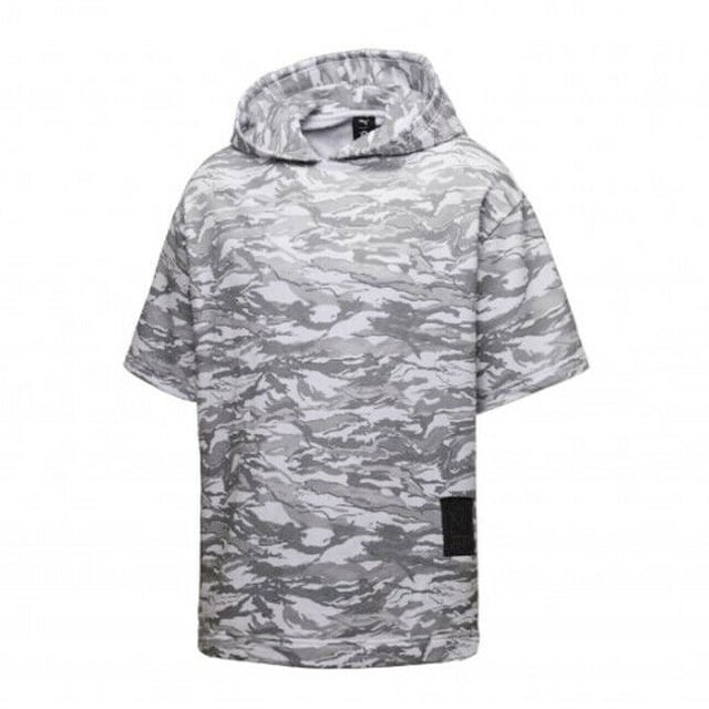 Puma Mens XO The Weeknd T-Shirt Hoodie Grey Camo 575583 02