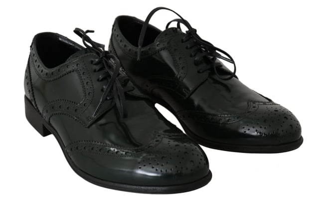 Dolce & Gabbana Chaussures Oxford Ã bouts ronds en cuir vert pour femme Broque