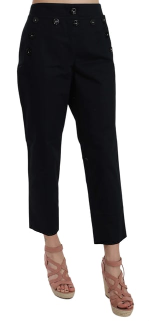 Dolce & Gabbana Pantalon noir court avec boutons sur le devant pour femme