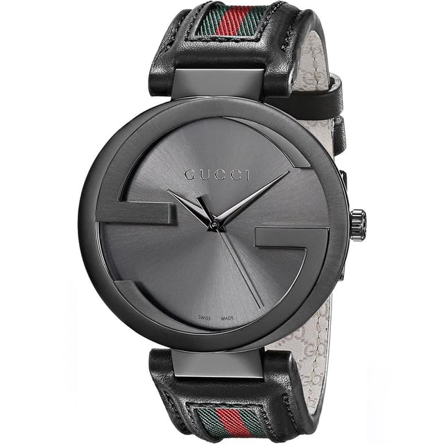 Gucci YA133206 Interlocking 42mm rot und grün Muster Strap Unisex Watch