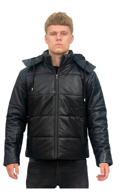 Herren Puffer-Leder-Bomberjacke-Augsburg