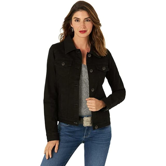 Black Denim Stretch Denim Jacket Women's Womens Denim Jackets