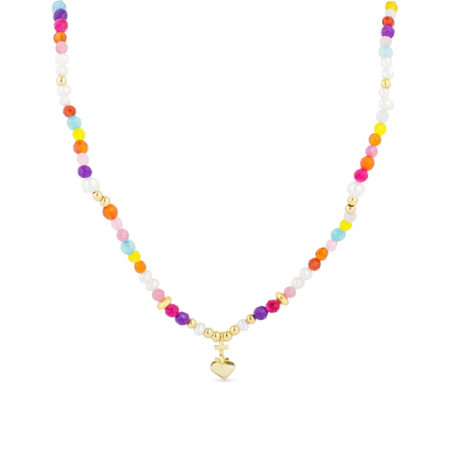 Luxenter Halskette aus 925er Sterlingsilber mit mehrfarbigem Kristall in 18K Gelbgold - Nymox