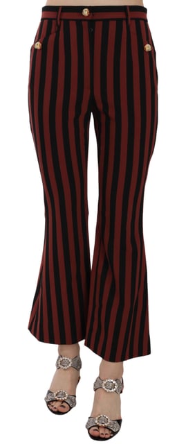Dolce & Gabbana - Pantalon évasé à rayures amarante noir pour femme