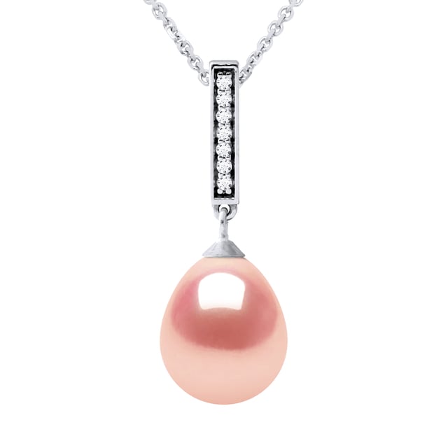 BARETTE Halskette Süßwasserperlen-Schmuck 9-10 mm Rosa 925
