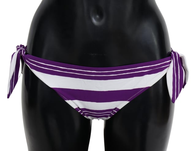 Dolce & Gabbana Women's Purple White Stripes Beachwear Bikini Bottom