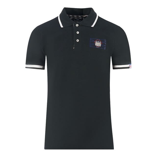 Aquascutum London Union Jack Schwarzes Poloshirt