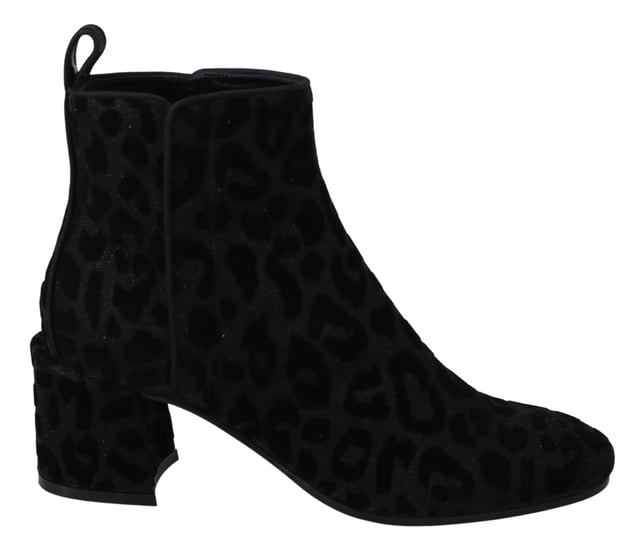 Dolce & Gabbana Chaussures courtes lÃ opard noir pour femmes avec fermeture Ã clair