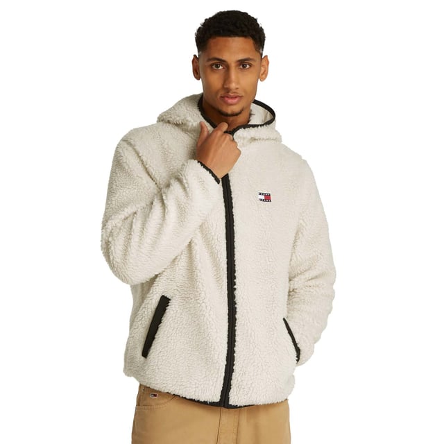 Men's Tommy Hilfiger Regular Badge Teddy Cardigan in Cream