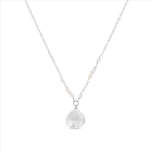 Halskette Luxenter, zoqoyi aus Metalllegierung und weiÃŸem Kristall, rhodiniert