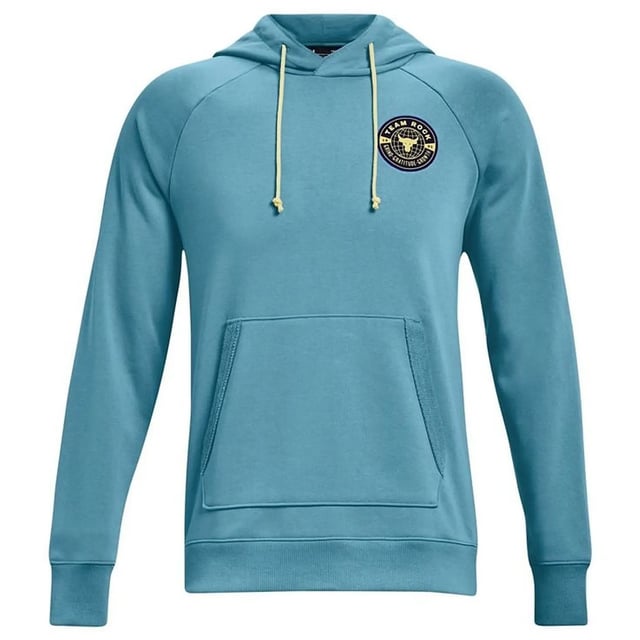 Under Armour Project Rock Mens Blue Heavyweight Terry Hoodie
