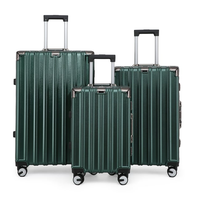 Hardshell Green Suitcase Set Robust Wheel Luggage Cabin Case Bag - Main Image