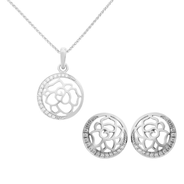 Orphelia 'Blair' Damen 925 Sterling Silber Set: KettenanhÃ¤nger + Ohrringe - Silber SET-7089