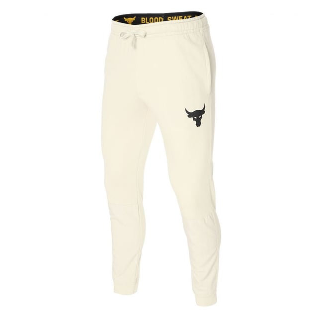 Under Armour Project Rock Mens Beige Terry Track Pants