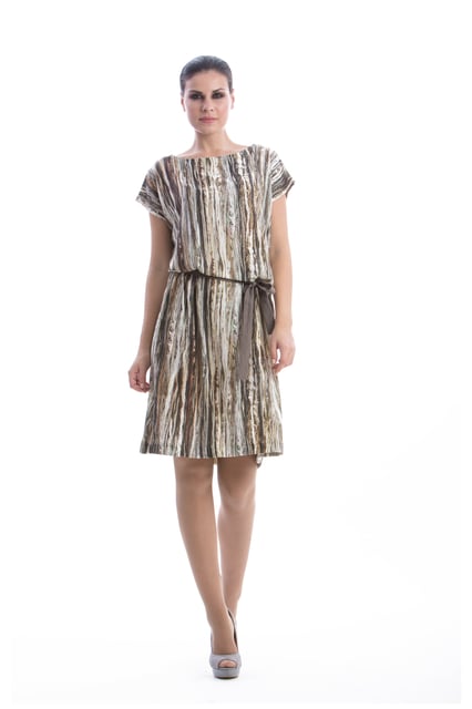 Gemustertes Sackkleid Olive