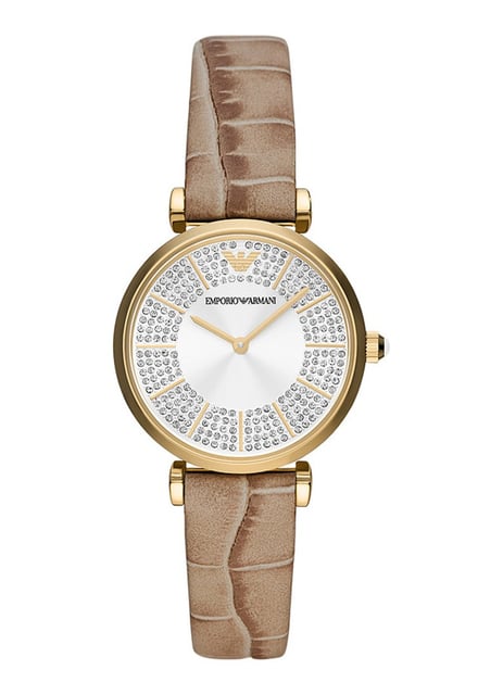 Emporio Armani Gianni T-bar Braun Damen Armbanduhr AR11518