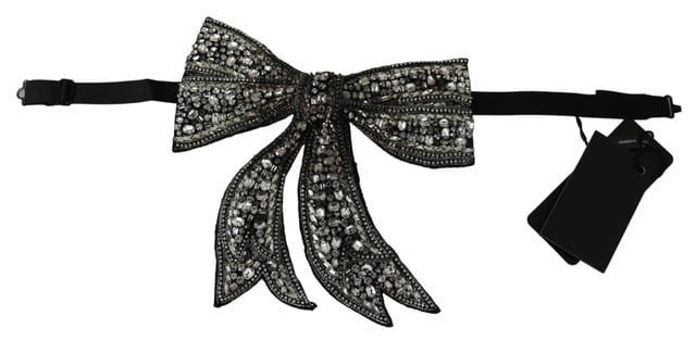 Dolce & Gabbana Damen Silber Kristall Perlen Pailletten Laufsteg Halskette Bowtie