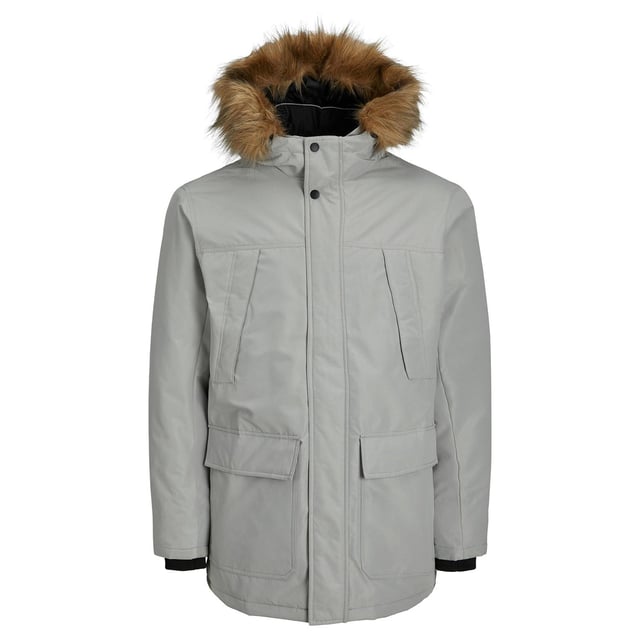 Men's Jack Jones Great Padded Parka Jacket in Grey