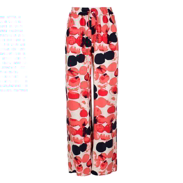 Aprikosenfarbene Leinenhosen mit weitem Bein