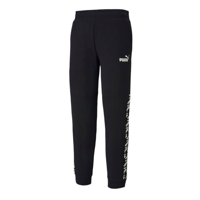 Puma Amplified Track Pants Taped Logo Black Joggers Mens