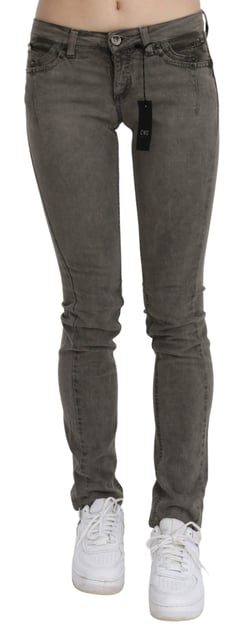 Costume National Jean skinny en coton Denim gris à taille basse pour femme