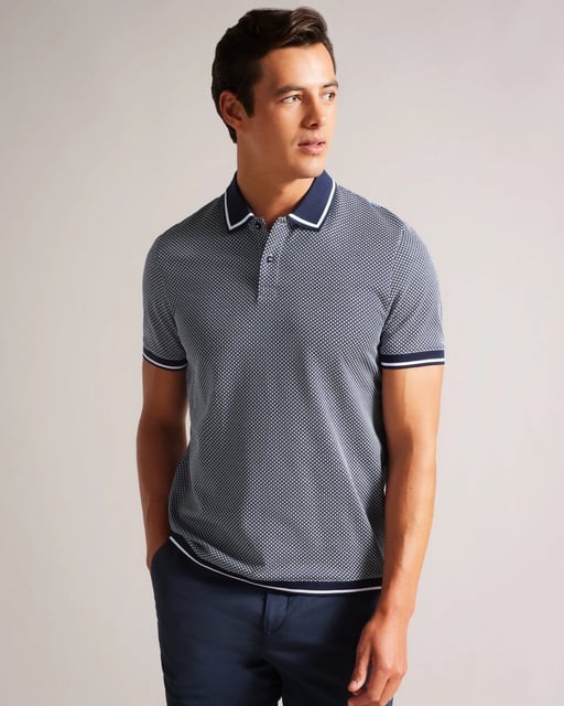 Ted Baker Affric Mens Navy/White Geo Polo Shirt