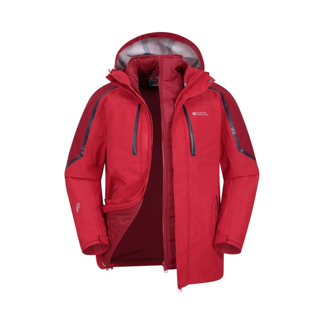 Mountain Warehouse Mens Zenith Extreme III 3 in 1 Padded Jacket (Red)
