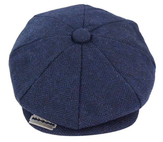 Mens Peaky Blinders Tweed Hat With Razor Blade