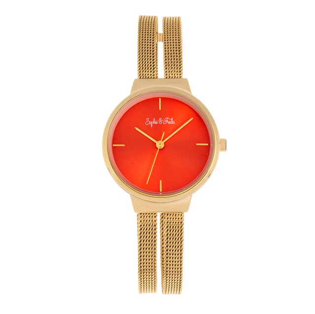 Polished Alloy CaseÂ ; Precision Quartz MovementÂ ; Non-Glare Scratch-Resistant Mineral CrystalÂ ; Logo Engraved Stainless Steel Caseback; Stainless Steel Double Bracelet; Box with Tongue and Safety Clasp; 30mm Case DiameterÂ ; 3ATM Water Resistance;