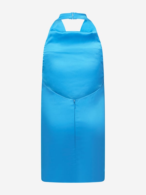 A special piece for special occasions, this girls blue halterneck dress from AY by Ayla is sure to turn heads. The longline silhouette boasts a sleek design which shines like tropical waters. Fun to wear and stylish to see, pair with dancing shoes for a party ready look. Halterneck Clasp Rear Zip Fastening Longline