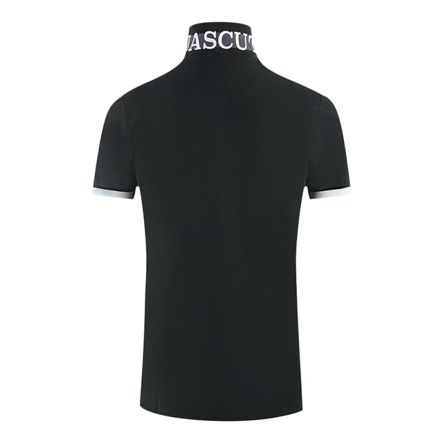 Aquascutum Branded Collar Black Polo Shirt. This Aquascutum Brand Logo Polo Shirt is the perfect combination of fashion and function. Its Black hue and brand logo add a distinct touch of modern style to any outfit. Look your best while staying comfortable in this must-have piece.. Embroidered Aldis Branding on The Left Chest, Tipped Sleeves, Aquascutum Branded Collar Black Polo Shirt. 100% Cotton, Regular Fit, Fits True To Size, Button Closure, Union Jack Logo. British Flag Badge On Left Sleeve, Printed Brand Name On Collar When Turned Up, Short Sleeve. Style Code: P00223 99