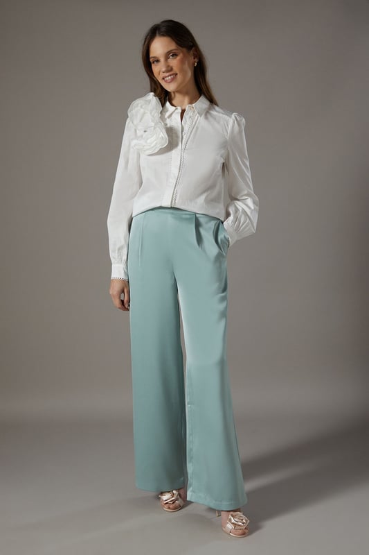 Striking 3D floral appliqu detail on the collar
        Elegant collared neckline with button-up front
        Long sleeves with subtle puff at the shoulders
        Cropped length for a modern silhouette
        Textured fabric adds depth and visual interest
    
    Make a statement at your next special occasion with this exquisite 3D Flower Shirt from Coast. The eye-catching floral appliqu adorning the collar creates a dramatic focal point, perfect for those who appreciate unique details. The cropped length and textured fabric combine to create a contemporary look that's both sophisticated and on-trend. Style this versatile piece with wide-leg trousers and strappy heels for a chic ensemble at weddings or race days. For a more relaxed yet equally stylish look, pair it with tailored shorts and elegant flats for summer garden parties. The shirt's crisp collar and button-up front allow for styling versatility - wear it fully buttoned for a polished appearance or leave the top buttons undone for a more relaxed vibe. This Coast shirt is a true wardrobe gem that will have you standing out from the crowd at any event.