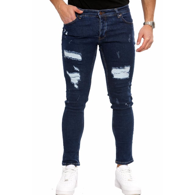 Mens Super Skinny Ripped Denim Jeans