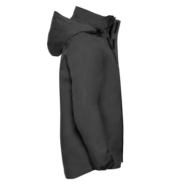 Shell: Nylon, PU Coating, Taslan. Lining: Mesh, Polyester. Design: Plain. 190gsm. Fabric Technology: Breathable, Water Resistant. Access For Decoration, Articulated Elbow, Ear Phone Access, Soft Touch, Taped Seams. Cuff: Adjustable, Touch Fastening Tab. Neckline: Hooded. Sleeve-Type: Long-Sleeved, Raglan. Hood Features: 3 Piece, Concealed. Pockets: 1 Internal Pocket, 2 Side Pockets, 1 Chest Pocket, Zip. Fastening: Double Stormflap, Reversed Zip, Touch Fastening. 2000g/m²/24hrs. Waterproof Rating: 2000mm. Hem: Drawcord, Drop Hem. Sustainability: Amfori, Better Cotton Initiative, BSCI, Fair Labor Association, Oeko-Tex Standard 100 Certified.