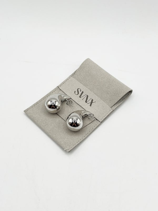 Chunky Droplet Earrings in Silver