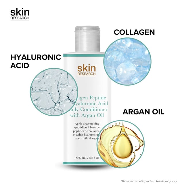 Transform tired-looking hair with our Collagen and Hyaluronic Acid conditioner enriched with natural hero ingredient, Argan Oil. This complete care and protection formula improves manageability and shine without weighing hair down. Experience boosted healthy hair growth and replenished moisture with the antioxidant power of Collagen, Hyaluronic Acid, and Aloe Vera, while Argan Oil adds elasticity and shine for a nourished and vibrant look.