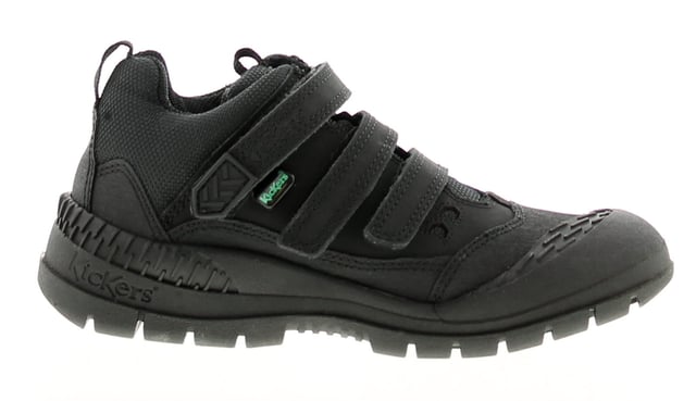 <Ul><Li>Kickers Trucker Mid Boys Trainers In Black</Li><Li>Younger Boys Full Grain Leather Triple Touch Fastening Shoe. Bumper Toe And Heel Protector. Comfort Textile Sock And Lining. Kickers Embroidery And Rubber Trim To Top Strap. On A Branded Kickers Chunky Non Slip Tpr Outsole.</Li><Li>Leather Upper</Li><Li>Fabric Lining</Li><Li>Synthetic Sole</Li><Li></Li>
