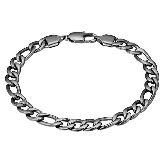 Casual men no longer just wear watches to underline their individual style: This cool men's bracelet from the True Rebels label is made of robust stainless steel and finished with a "gunmetal" titanium coating - a waterproof and durable accessory made for everyday life young rebels. If you want to wear your jewelry at work, during sports and on vacation, this chunky Figaro chain is a striking eye-catcher on the wrist that goes well with casual outfits as well as a suit. A practical carabiner clasp perfects the high level of comfort.