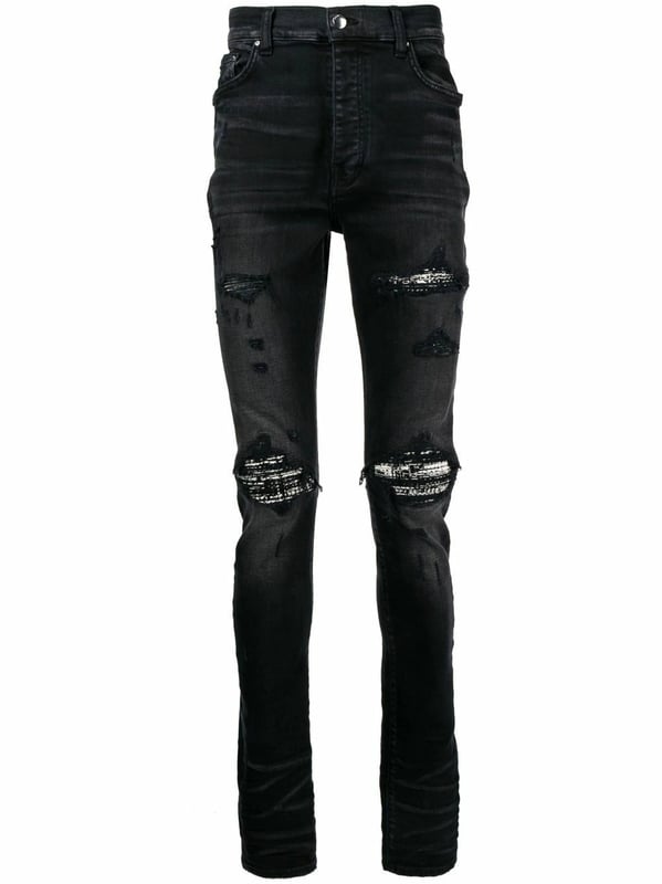 AMIRI Boucle MX1 ディストレスト ジーンズ 人気 AMIRI MX1 Bouclé Jeans | Grey | FARFETCH