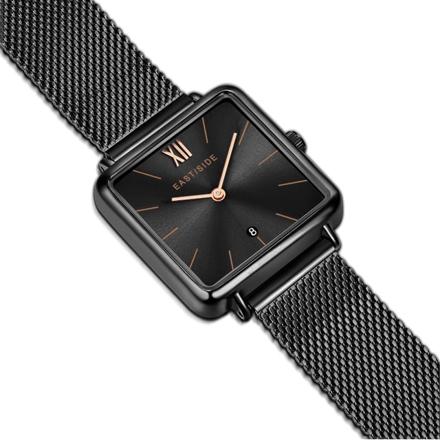 Do you like to show corners and edges? Then this women's watch in the Eastside label complements your clock collection perfectly! With an urban charm and yet elegant-timeless, she picks up the lifestyle of the New York district of Eastside and converts it into an exclusive watch model. Eyecatcher is the square, IP-coated housing that gives the watch its striking character. Simple strings and obélisque pointers underline the puristic design concept, stylishly rounded by an elaborately worked, IP-coated Milanaise stainless steel bracelet. A safe sliding closure ensures easy adaptability and high comfort. The high-quality quartz clock and the subtle date display offer the best precision.