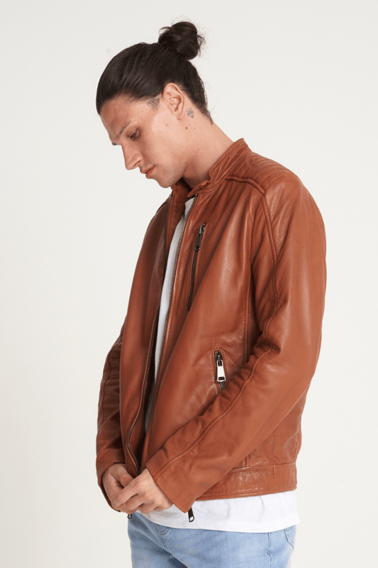 Veg tan leather jacket top