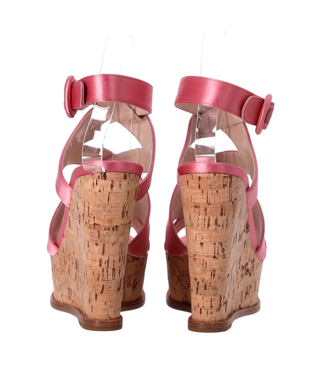 靴 Vintage Prada Pink Satin Wedges Vintage prada pink satin wedges