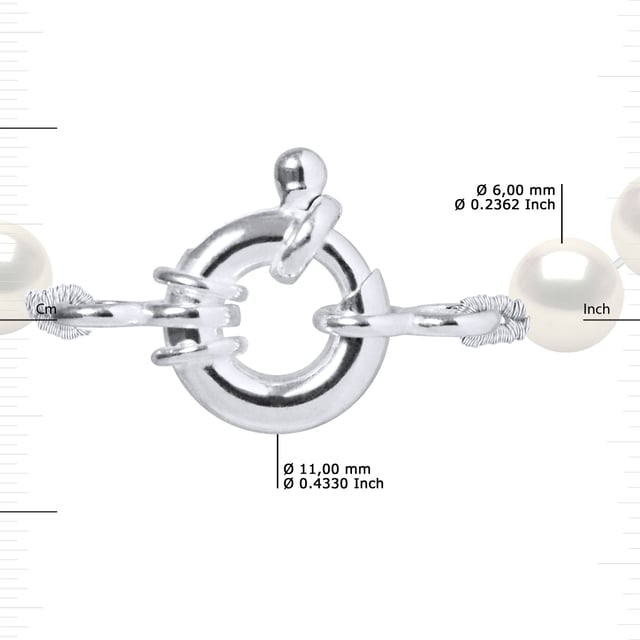 Necklace made with Cultured Freshwater Pearls 6-7 mm - 0,24 in - Natural White Color and Spring Ring 925 Sterling Silver Length 42 cm , 16,5 in - Our jewellery is made in France and will be delivered in a gift box accompanied by a Certificate of Authenticity and International Warranty