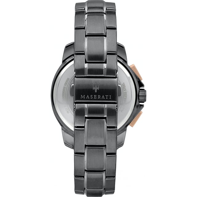 Estas fiestas, sorpréndase con un regalo exclusivo: el reloj Maserati para hombre modelo Successo Solar R8873645008. Este resistente reloj, acabado en negro con oro rosa, desprende estilo y clase. Una idea de regalo perfecta para las fiestas o un cumpleaños. El reloj combina funcionalidad con un diseño atrevido, lo que lo hace divertido tanto para regalar como para recibir. Sorprenda al hombre especial de su vida con este reloj y vea cómo se ilumina su rostro durante las fiestas. Complete el espíritu navideño colocando este precioso reloj bajo el árbol de Navidad y deje una impresión duradera. Compra este reloj Maserati con descuento en las rebajas. Reloj Maserati Successo Solar hombre negro/rosado en oferta Este reloj Maserati Successo Solar R8873645008 para hombre encarna el estilo y la funcionalidad con una resistencia al agua de 5ATM, lo que lo hace adecuado para el uso diario, incluso mientras se ducha. Con una pulsera equipada con un cierre desplegable, ofrece comodidad y seguridad. La caja del reloj, con un impresionante tamaño de 11,7 cm, alberga un movimiento de cuarzo de precisión. El cristal mineral protege el reloj analógico, mientras que la indicación de la fecha añade funcionalidad. Con un diámetro de 44 mm, el reloj irradia potencia, mientras que la correa, con una longitud de 21 cm y una anchura de 20 mm, garantiza un ajuste perfecto. Este reloj Maserati no es sólo un cronómetro, sino un símbolo de elegancia atemporal. Compre ahora el reloj Maserati para hombre en oferta. Ver todos nuestros relojes.    Marca: MaseratiNombre del modelo: Successo Solar R8873645008 Categoría: reloj para hombreMateriales: acero inoxidableColor: negro, rosa